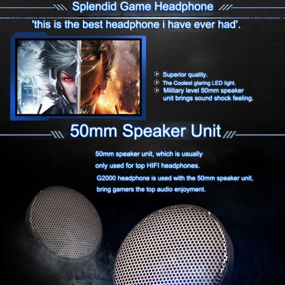 KOTION EACH G2000 Over-ear Game Gaming Headphone Headset Earphone Headband with Mic Stereo Bass LED Light for PC Gamer,Cable Length: About 2.2m(White + Red)