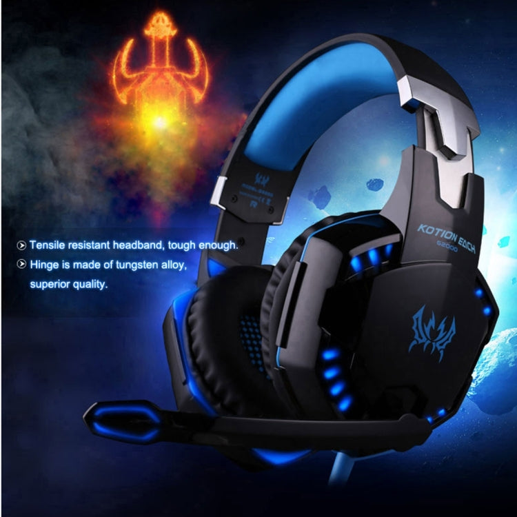 KOTION EACH G2000 Over-ear Game Gaming Headphone Headset Earphone Headband with Mic Stereo Bass LED Light for PC Gamer,Cable Length: About 2.2m(White + Red)
