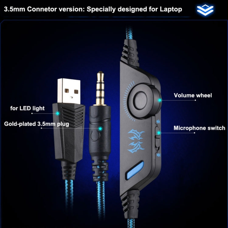 KOTION EACH G9000 3.5mm Game Gaming Headphone Headset Earphone Headband with Microphone LED Light for Laptop / Tablet / Mobile Phones,Cable Length: About 2.2m
