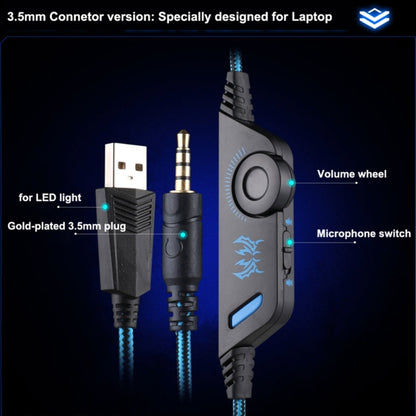 KOTION EACH G9000 3.5mm Game Gaming Headphone Headset Earphone Headband with Microphone LED Light for Laptop / Tablet / Mobile Phones,Cable Length: About 2.2m