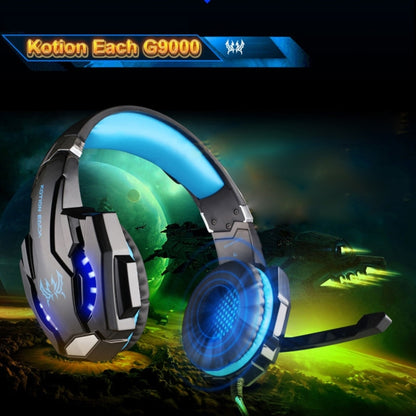 KOTION EACH G9000 3.5mm Game Gaming Headphone Headset Earphone Headband with Microphone LED Light for Laptop / Tablet / Mobile Phones,Cable Length: About 2.2m