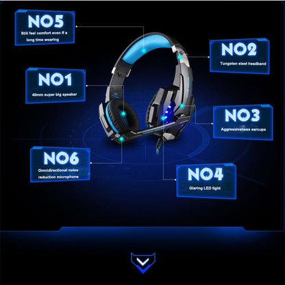 KOTION EACH G9000 3.5mm Game Gaming Headphone Headset Earphone Headband with Microphone LED Light for Laptop / Tablet / Mobile Phones,Cable Length: About 2.2m
