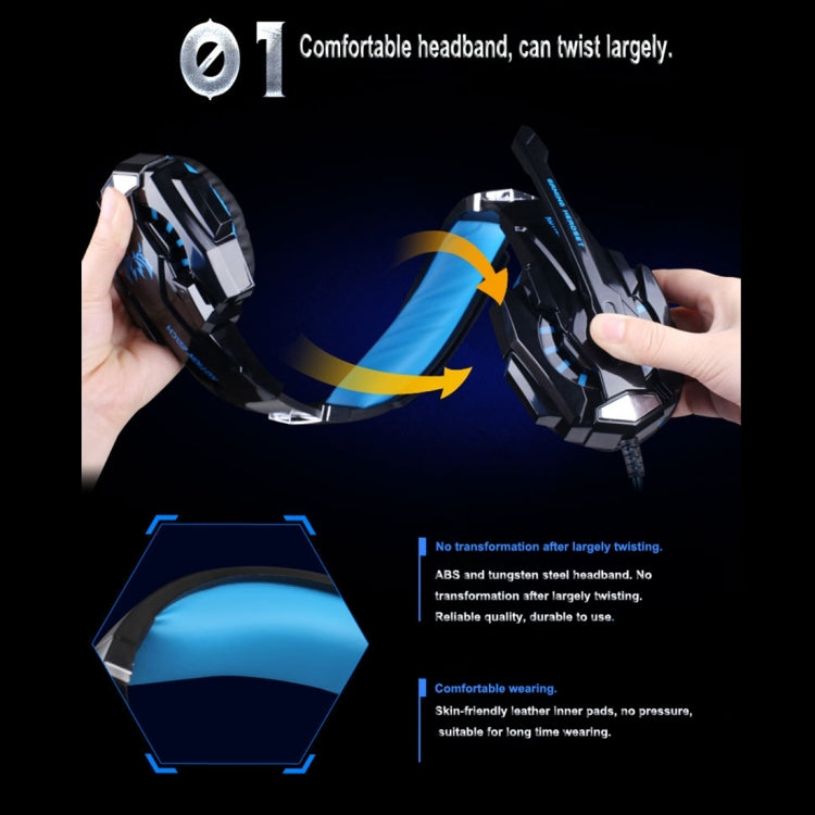 KOTION EACH G9000 3.5mm Game Gaming Headphone Headset Earphone Headband with Microphone LED Light for Laptop / Tablet / Mobile Phones,Cable Length: About 2.2m