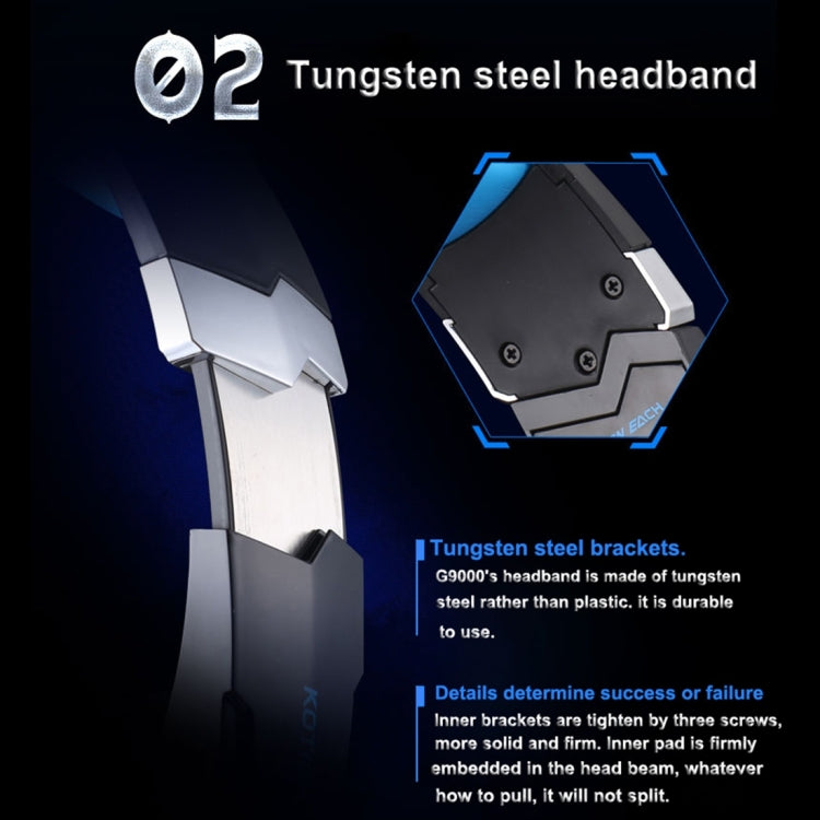 KOTION EACH G9000 3.5mm Game Gaming Headphone Headset Earphone Headband with Microphone LED Light for Laptop / Tablet / Mobile Phones,Cable Length: About 2.2m