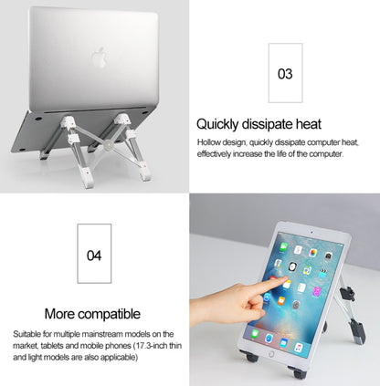 Aluminum Alloy Laptop Height Extender Holder Stand Folding Portable Computer Heat Dissipation Bracket, Size: 24.5x3.3x2.8cm