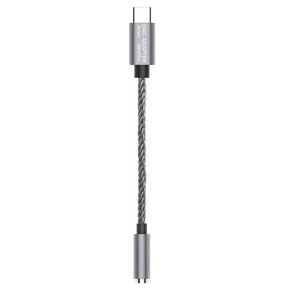 TA12-R2 USB-C / Type-C Male to 3.5mm Audio Female Single Crystal Copper Braid Earphone Adapter, Black Grey, Grey, Copper + Silver, Silver