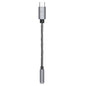 TA12-R2 USB-C / Type-C Male to 3.5mm Audio Female Single Crystal Copper Braid Earphone Adapter, Black Grey, Grey, Copper + Silver, Silver