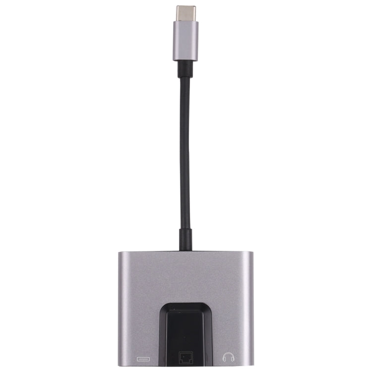 NK-1056TC 3 in 1 USB-C / Type-C Male to USB-C / Type-C Charging + Ethernet + 3.5mm Earphone Female Adapter, NK-1056TC