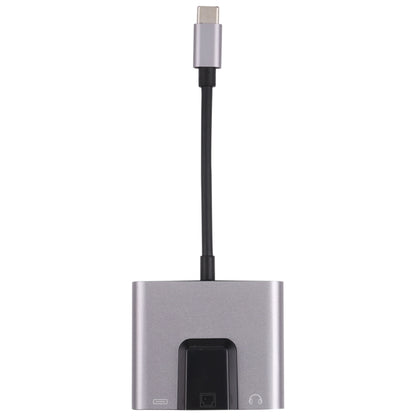 NK-1056TC 3 in 1 USB-C / Type-C Male to USB-C / Type-C Charging + Ethernet + 3.5mm Earphone Female Adapter, NK-1056TC