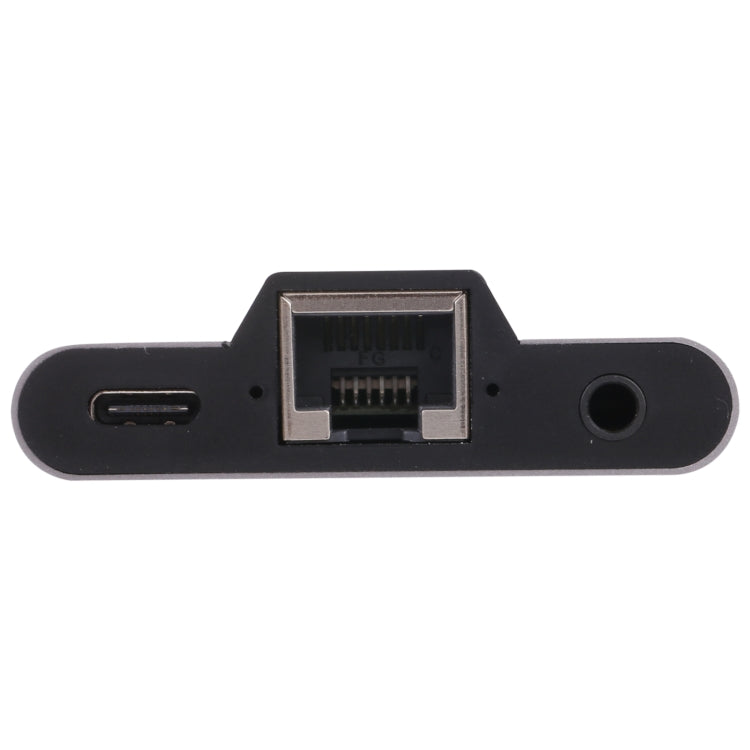 NK-1056TC 3 in 1 USB-C / Type-C Male to USB-C / Type-C Charging + Ethernet + 3.5mm Earphone Female Adapter, NK-1056TC
