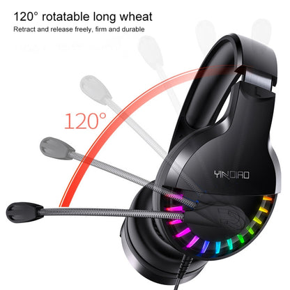 YINDIAO Q2 Head-mounted Wired Gaming Headset with Microphone, Version: Single USB Sound Card, Q2 Single USB Sound Card(White)
