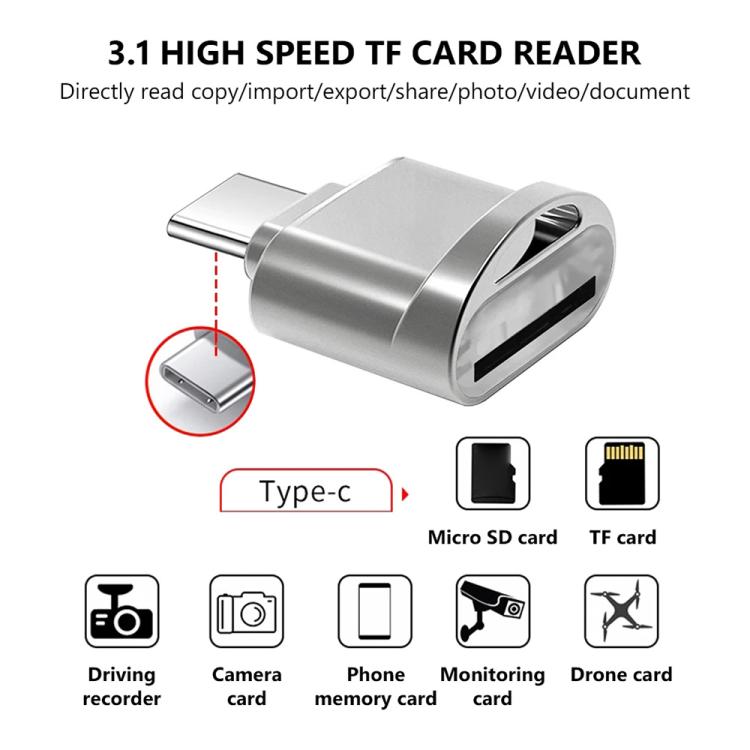 USB-C / Type-C 3.1 to TF Card Reader Adapter, Silver