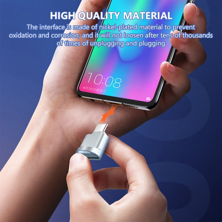 USB-C / Type-C 3.1 to Micro SD Card (TF Card) Reader Adapter, Silver