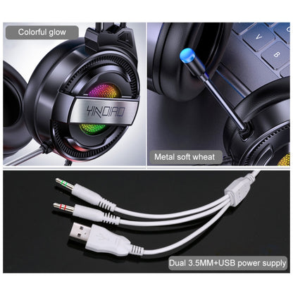 YINDIAO Q3 USB Wired E-sports Gaming Headset with Mic & RGB Light, Cable Length: 1.67m