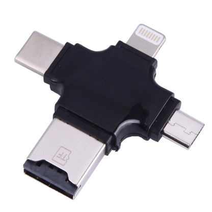 4 in 1 USB-C / Type-C & USB 2.0 & Micro USB & 8 Pin TF Card Reader for MacBook, PC, Laptop, Smart Phone with OTG Function, Support FAT32 & exFAT