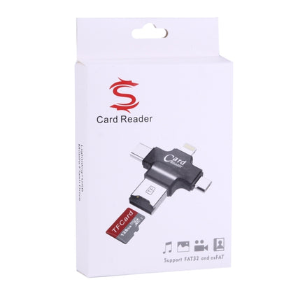 4 in 1 USB-C / Type-C & USB 2.0 & Micro USB & 8 Pin TF Card Reader for MacBook, PC, Laptop, Smart Phone with OTG Function, Support FAT32 & exFAT