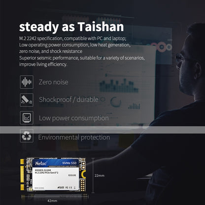 Netac N930ES 512GB M.2 2242 PCIe Gen3x2 Solid State Drive, 512GB