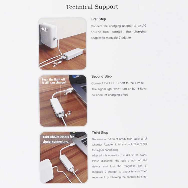 5 Pin MagSafe 2 Magnetic T-Tip Female to USB-C / Type-C Male Charge Adapter Converter for MacBook Pro