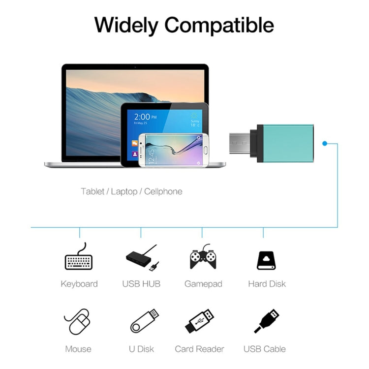 Aluminum Alloy USB-C / Type-C 3.1 Male to USB 3.0 Female Data / Charger Adapter