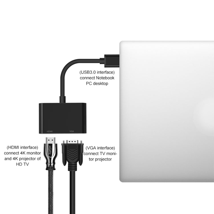 5201B 2 in 1 USB 3.0 to VGA + HDMI HD Video Converter, 5201B Black, 5201B Silver