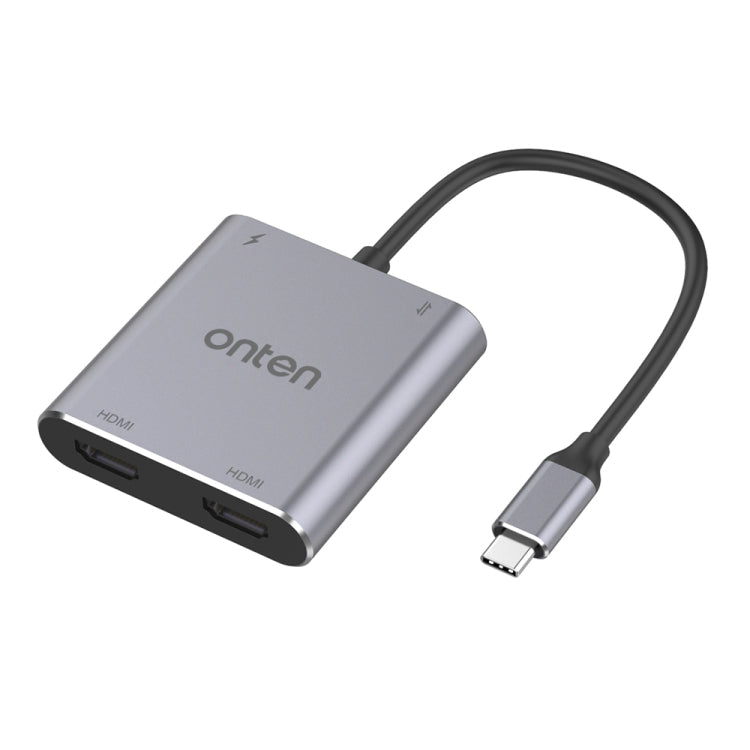 Onten 9175K 4 in 1 USB-C / Type-C to Dual HDMI + USB 3.0 + PD3.0 USB-C / Type-C Charging Port 4K HD Video Converter, 9175K