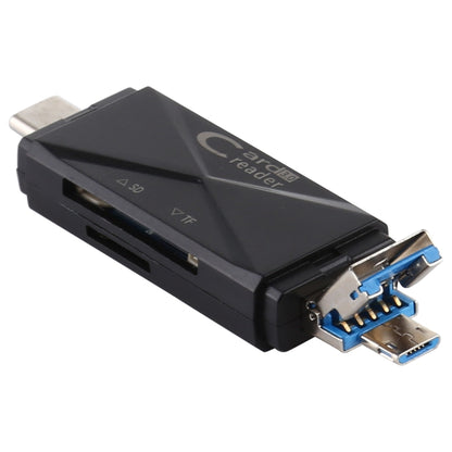 USB-C / Type-C + SD + TF + Micro USB to USB 3.0 Card Reader, USB3.0