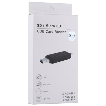 USB-C / Type-C + SD + TF + Micro USB to USB 3.0 Card Reader, USB3.0