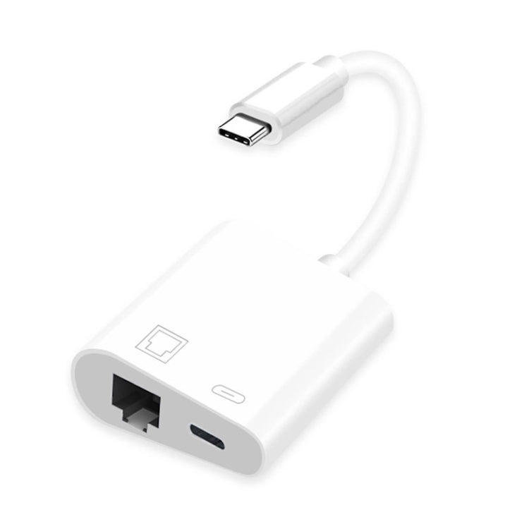 NK-1035 TC 2 in 1 USB-C / Type-C Male to Ethernet + Type-C Power Female Adapter, NK-1035 TC