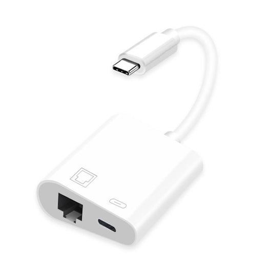 NK-1035 TC 2 in 1 USB-C / Type-C Male to Ethernet + Type-C Power Female Adapter, NK-1035 TC