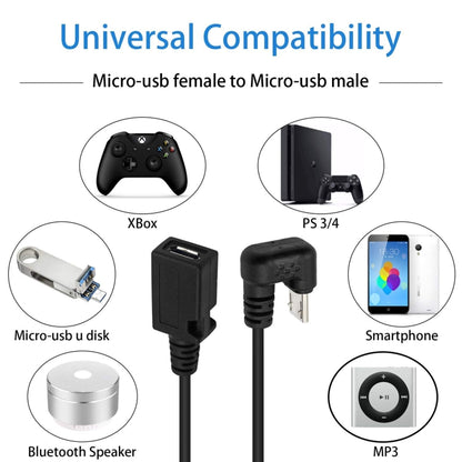 U-shaped Micro USB Male to Female Extension Cable, Micro USB Male to Female