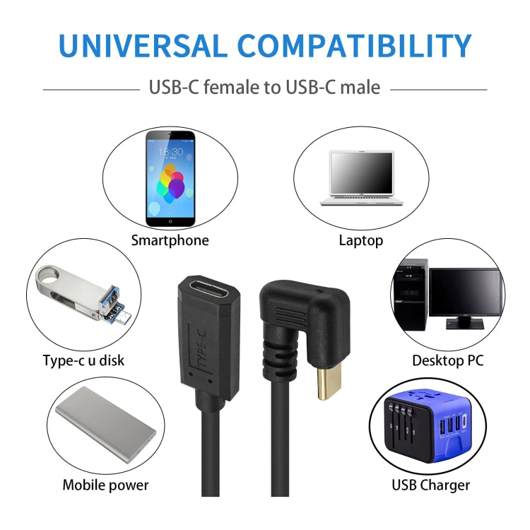 U-shaped USB-C / Type-C Male to Female Extension Cable, Type-C Male to Female