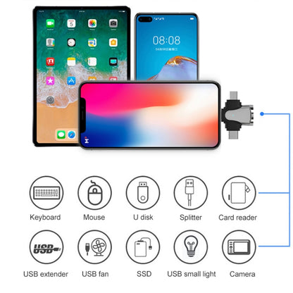 3 In 1 OTG Adapter, USB to Type-C / Micro USB / 8 Pin