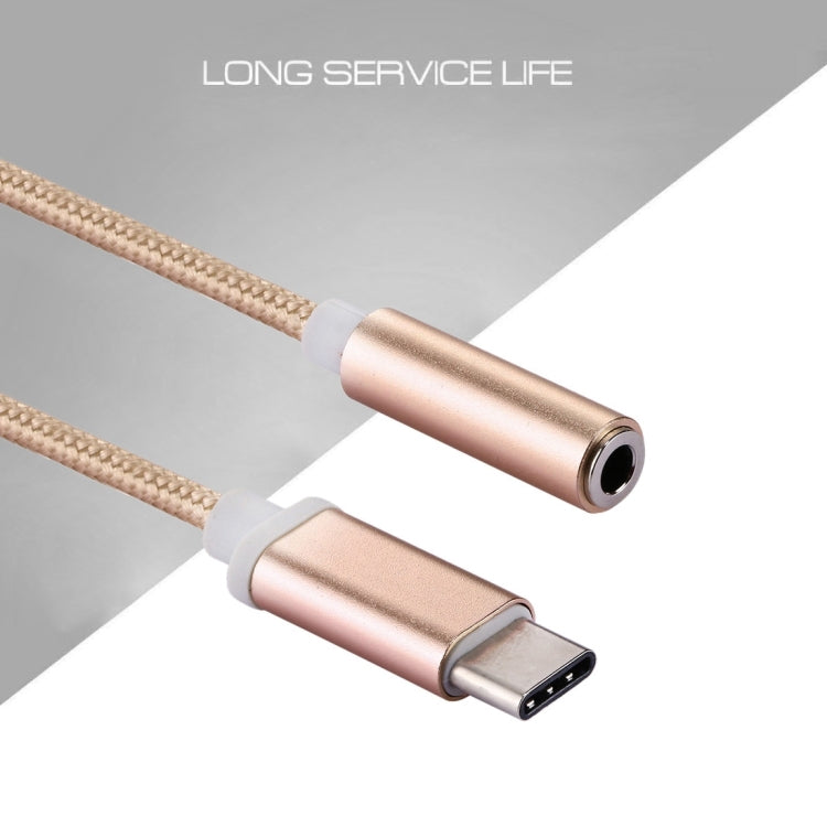 USB-C / Type-C Male to 3.5mm Female Weave Texture Audio Adapter, Length: about 10cm, Gold, Silver