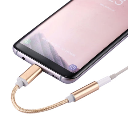 USB-C / Type-C Male to 3.5mm Female Weave Texture Audio Adapter, Length: about 10cm, Gold, Silver