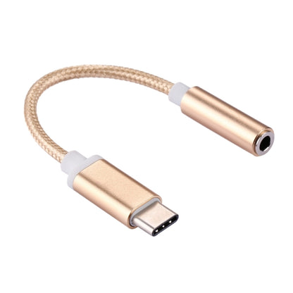 USB-C / Type-C Male to 3.5mm Female Weave Texture Audio Adapter, Length: about 10cm, Gold, Silver
