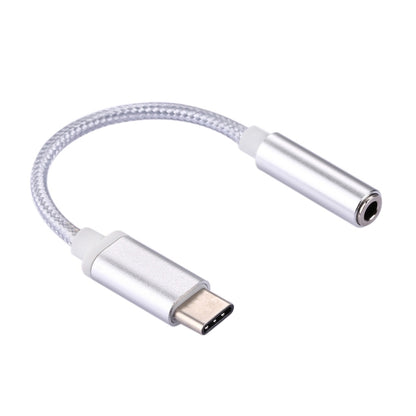 USB-C / Type-C Male to 3.5mm Female Weave Texture Audio Adapter, Length: about 10cm, Gold, Silver