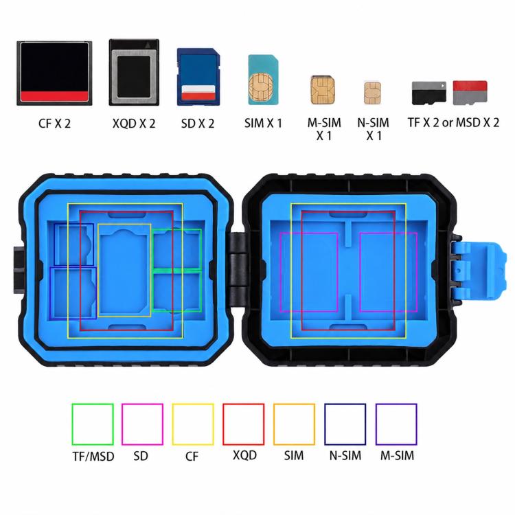 PULUZ 11 in 1 Memory Card Case for 3SIM + 2XQD + 2CF + 2TF + 2SD Card, 11 in 1