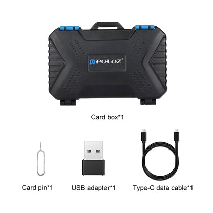PULUZ Card Reader + 22 in 1 Memory Card Case for 1Standard SIM + 2Micro-SIM + 2Nano-SIM + 3CF + 7SD + 6TF + 1CARD PIN, 22 in 1 + Card Reader