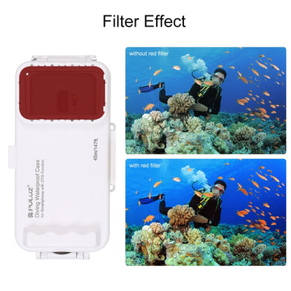 PULUZ 45m/147ft Waterproof Diving Case Photo Video Taking Underwater Housing Cover for iPhone 15 Series, Galaxy, Huawei, Xiaomi, Google Android OTG Smartphones with Type-C Port