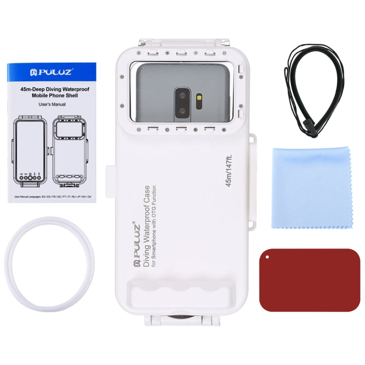 PULUZ 45m/147ft Waterproof Diving Case Photo Video Taking Underwater Housing Cover for iPhone 15 Series, Galaxy, Huawei, Xiaomi, Google Android OTG Smartphones with Type-C Port