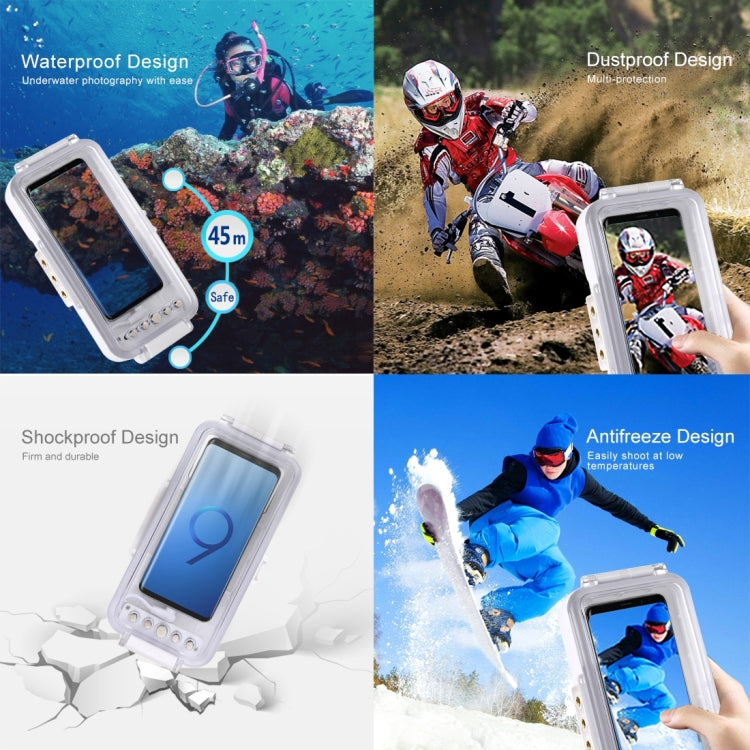 PULUZ 45m/147ft Waterproof Diving Case Photo Video Taking Underwater Housing Cover for iPhone 15 Series, Galaxy, Huawei, Xiaomi, Google Android OTG Smartphones with Type-C Port