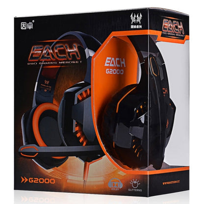EACH G2000 Over-ear Stereo Bass Gaming Headset with Mic & LED Light for Computer, Cable Length: 2.2m