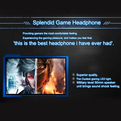 EACH G2000 Over-ear Stereo Bass Gaming Headset with Mic & LED Light for Computer, Cable Length: 2.2m