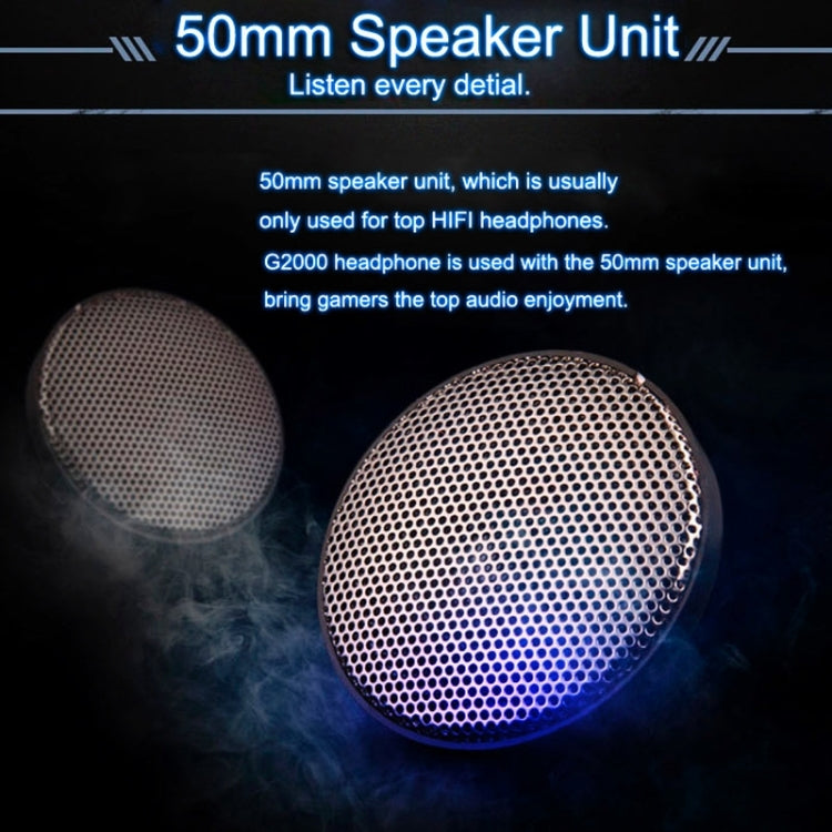 EACH G2000 Over-ear Stereo Bass Gaming Headset with Mic & LED Light for Computer, Cable Length: 2.2m