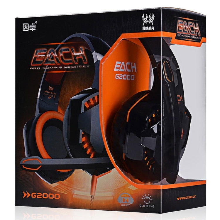 EACH G2000 Over-ear Stereo Bass Gaming Headset with Mic & LED Light for Computer, Cable Length: 2.2m