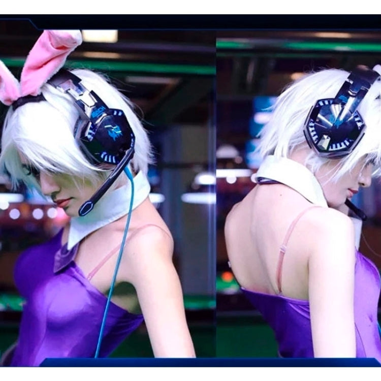 EACH G2000 Over-ear Stereo Bass Gaming Headset with Mic & LED Light for Computer, Cable Length: 2.2m