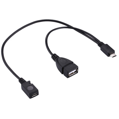 USB 2.0 Micro-B Male to USB 2.0 Micro-B Female Male & USB 2.0 Female Y Splitter OTG Cable, Length: 19 / 30cm