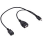 USB 2.0 Micro-B Male to USB 2.0 Micro-B Female Male & USB 2.0 Female Y Splitter OTG Cable, Length: 19 / 30cm