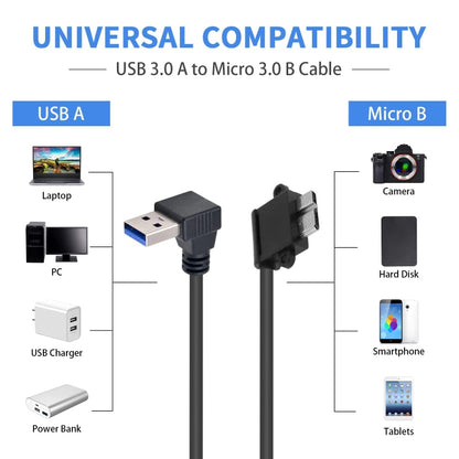 90 Degree USB 3.0 to Micro 3.0 Data Cable for Galaxy Note III / N9000, Length: 26cm