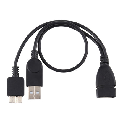 USB 2.0 AF to Micro-B + USB 2.0 OTG Cable for Samsung Galaxy Note III / N9000, with Power, Length: 24cm (Black)